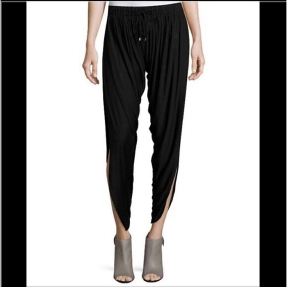 Haute Hippie Unique Draped Black Slit Leg Pants - Picture 2 of 16